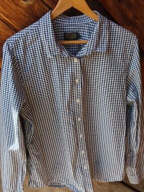 Pendleton Shirt Navy Gingham Long Sleeve Button Up Women's XL